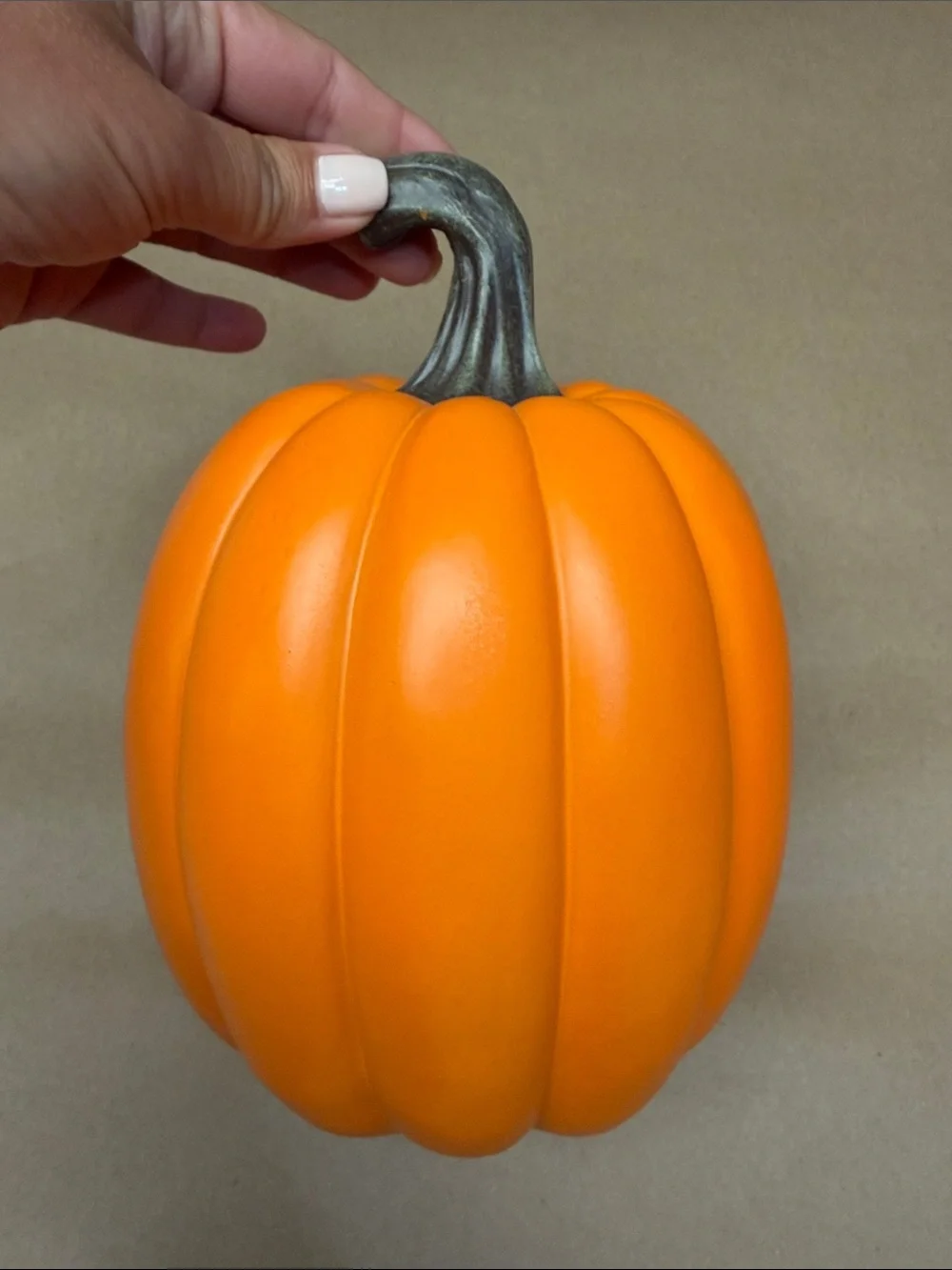 “D” Orange Pumpkin Lantern with Metallic Brown Stem - Seasonal Party Decor